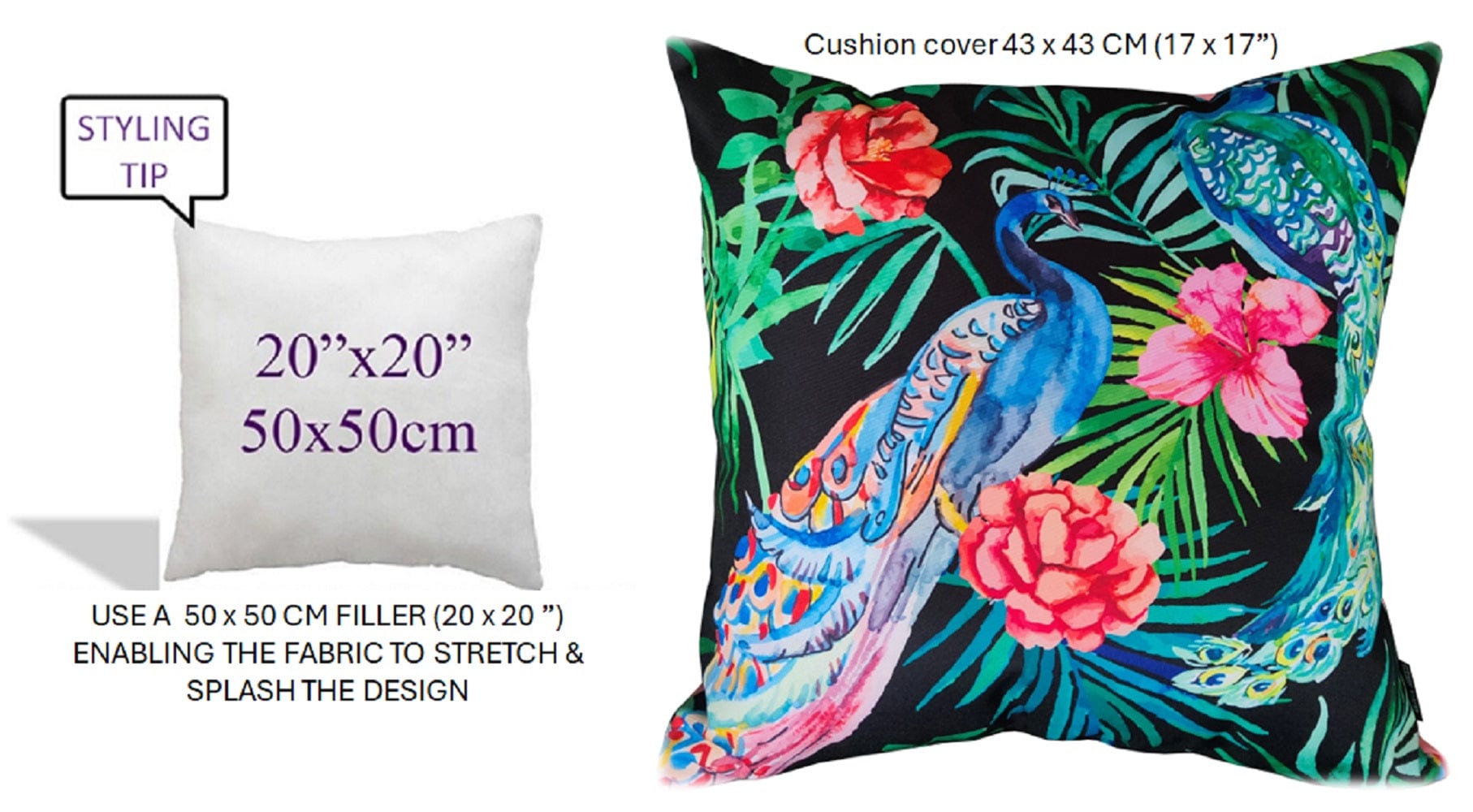 OLIVIA ROCCO Cushions 43 x 43 cm / PEACOCK Peacock Waterproof Cushion Covers 43x43cm Wholesale Manchester UK
