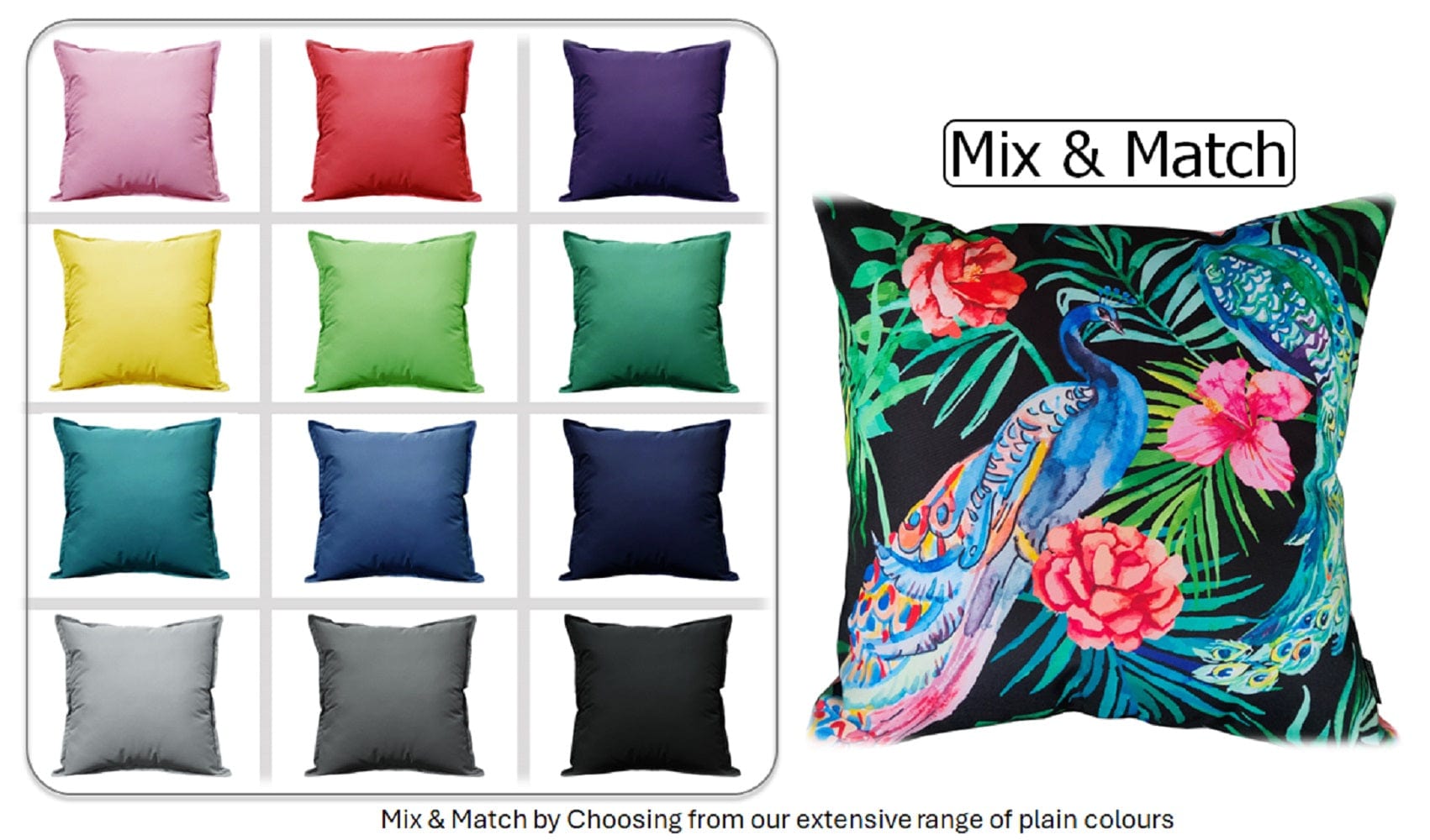 OLIVIA ROCCO Cushions 43 x 43 cm / PEACOCK Peacock Waterproof Cushion Covers 43x43cm Wholesale Manchester UK
