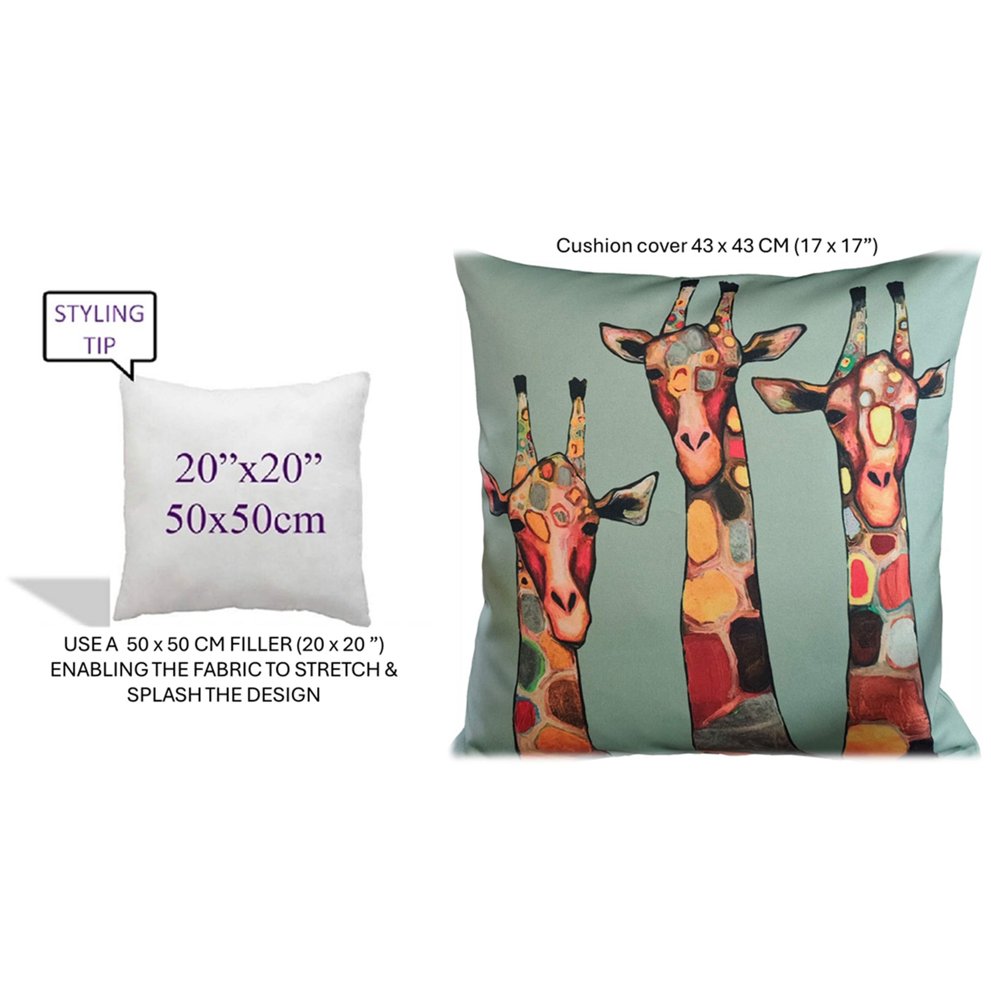 OLIVIA ROCCO Cushions 43x43cm / GIRAFFE Giraffe Waterproof Cushion Covers 43x43cm Wholesale Manchester UK