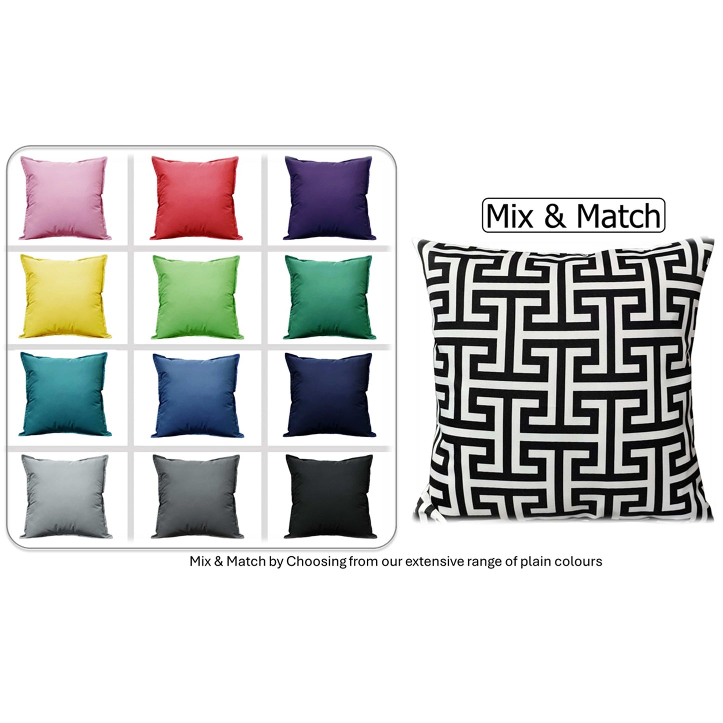 OLIVIA ROCCO Cushions 43x43cm / MILANO BLACK Milano Black Waterproof Cushion Covers 43x43cm Wholesale Manchester UK