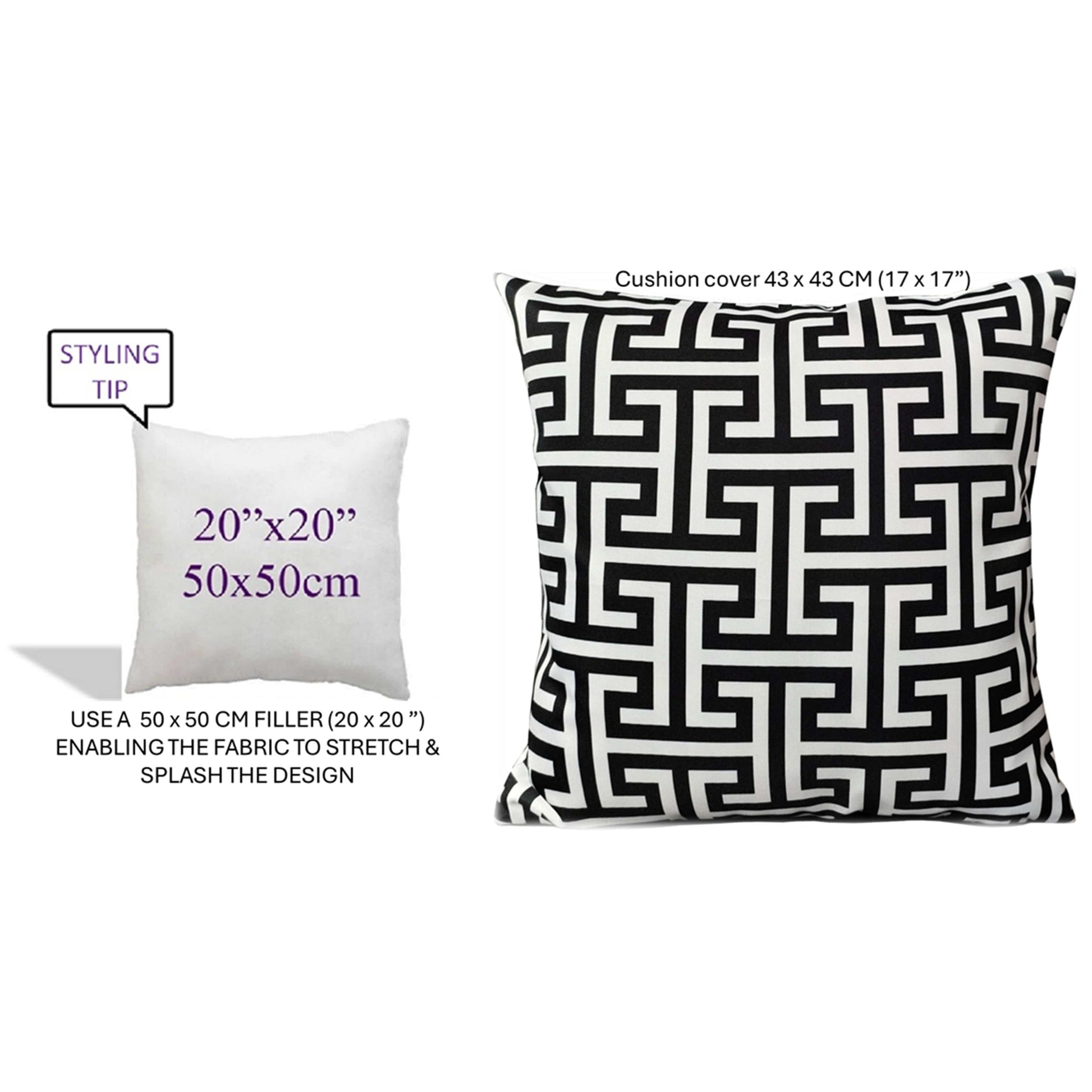 OLIVIA ROCCO Cushions 43x43cm / MILANO BLACK Milano Black Waterproof Cushion Covers 43x43cm Wholesale Manchester UK