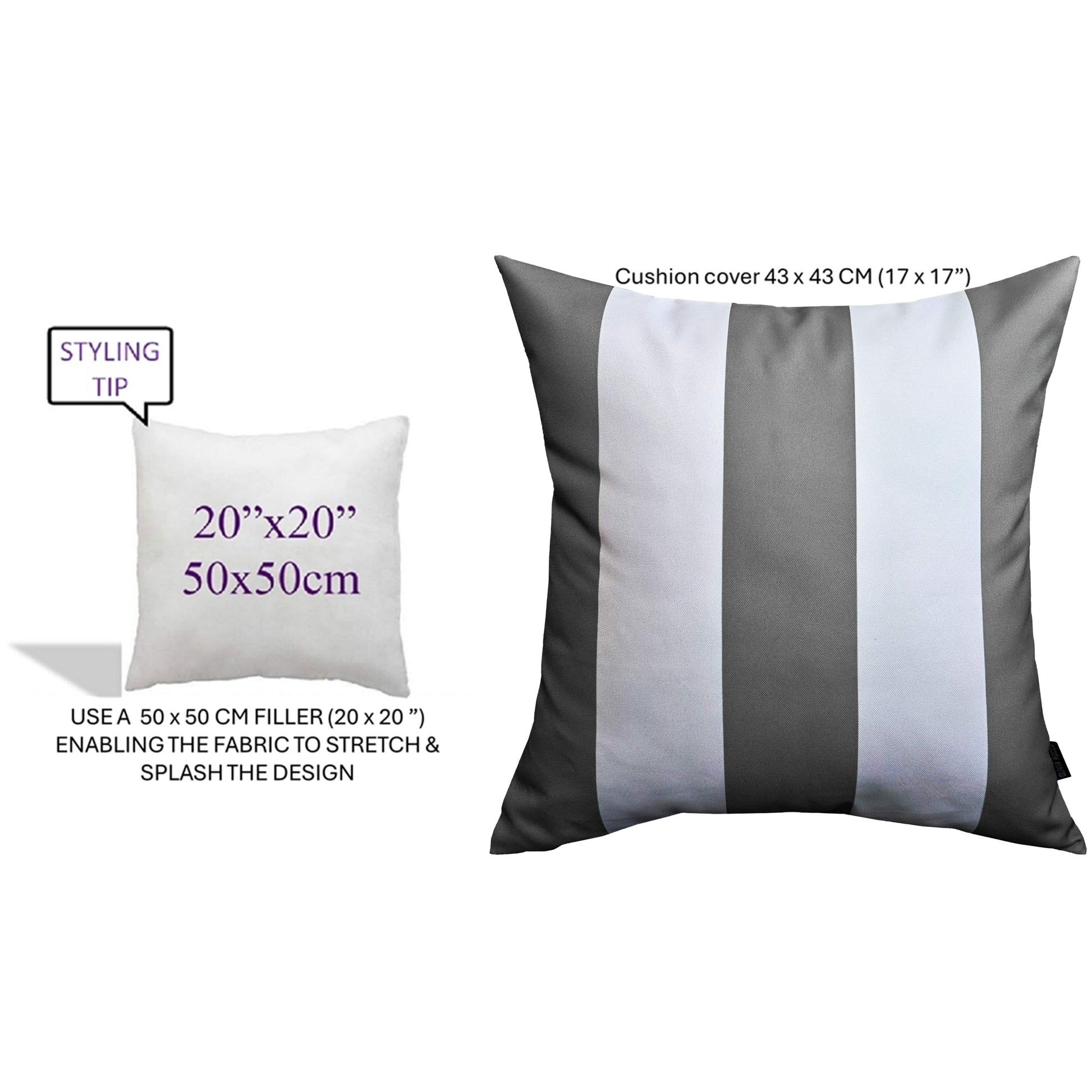 OLIVIA ROCCO Cushions GREY STRIPES / 43 x 43 CM Grey Stripes Waterproof Cushion Covers 43 x 43 cm Wholesale Manchester UK