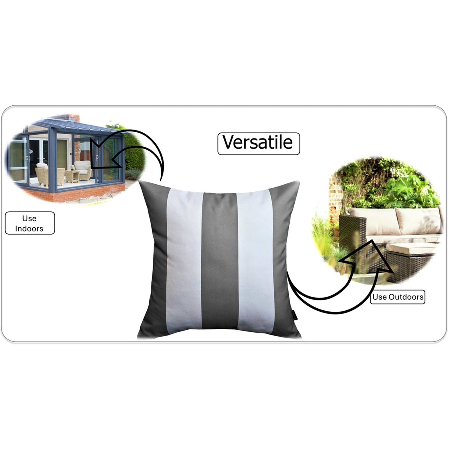 OLIVIA ROCCO Cushions GREY STRIPES / 43 x 43 CM Grey Stripes Waterproof Cushion Covers 43 x 43 cm Wholesale Manchester UK
