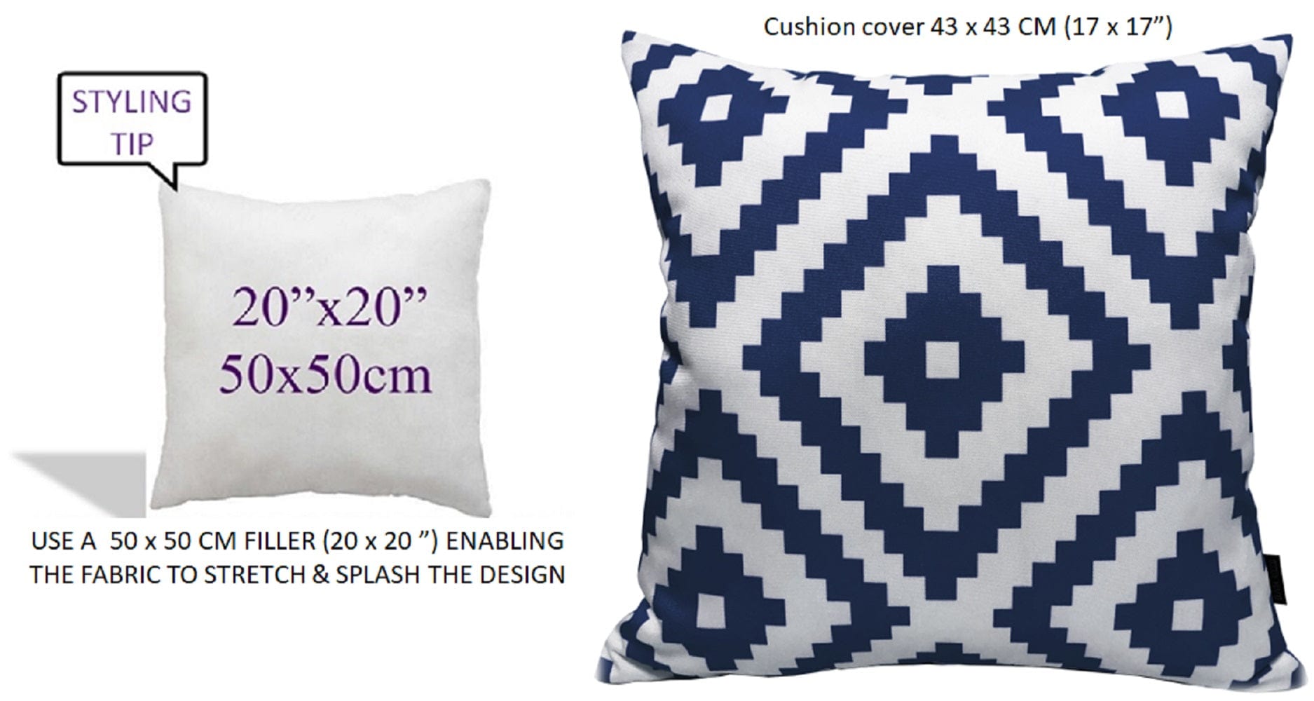 OLIVIA ROCCO Cushions NAIROBI NAVY / 43 x 43 cm Nairobi Navy Waterproof Cushion Covers 43x43cm Wholesale Manchester UK