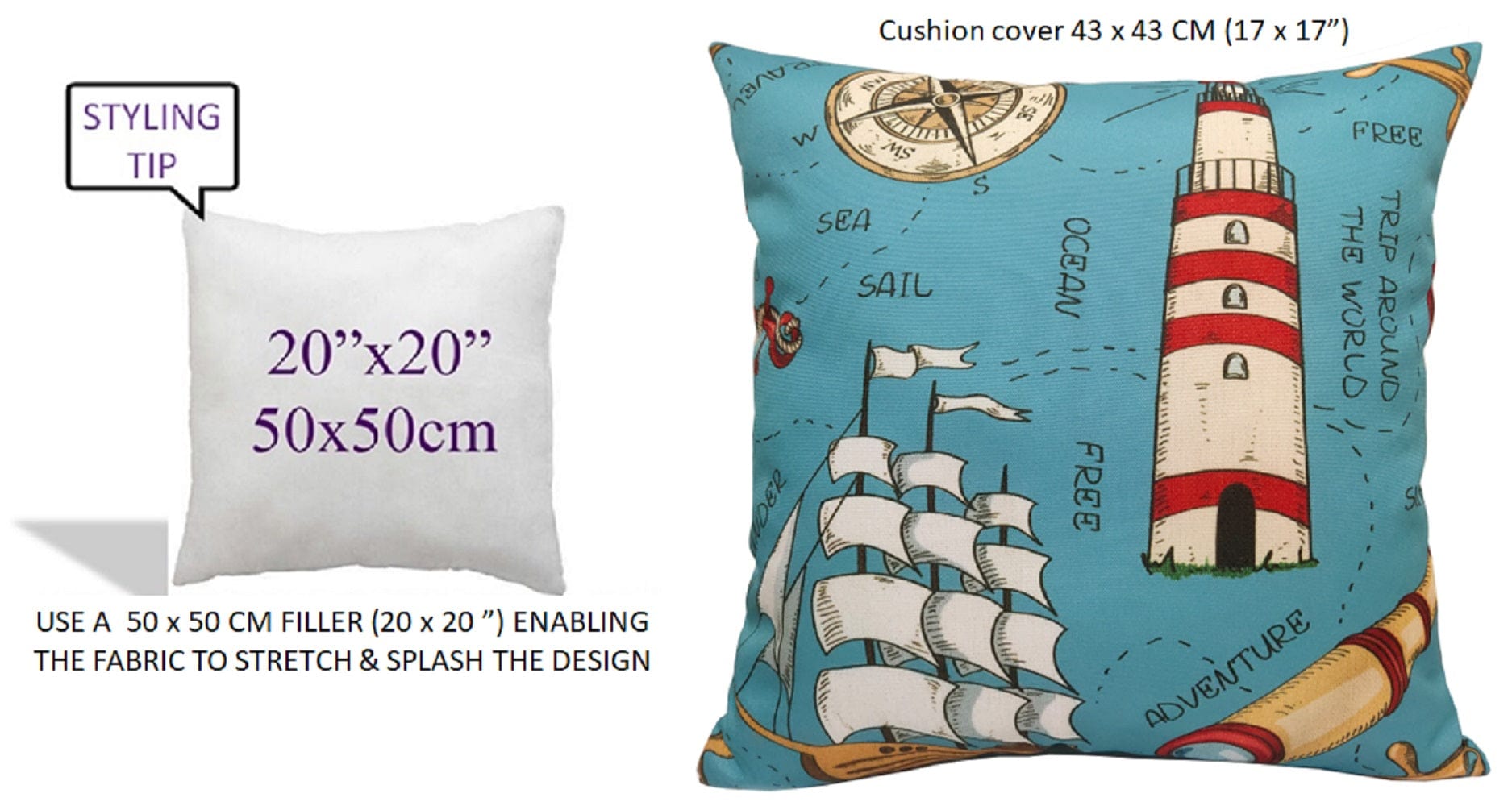 OLIVIA ROCCO Cushions SEASIDE / 43 x 43 cm Seaside Coastal Waterproof Cushion Covers 43x43cm Wholesale Manchester UK