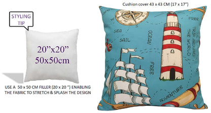 OLIVIA ROCCO Cushions SEASIDE / 43 x 43 cm Seaside Coastal Waterproof Cushion Covers 43x43cm Wholesale Manchester UK