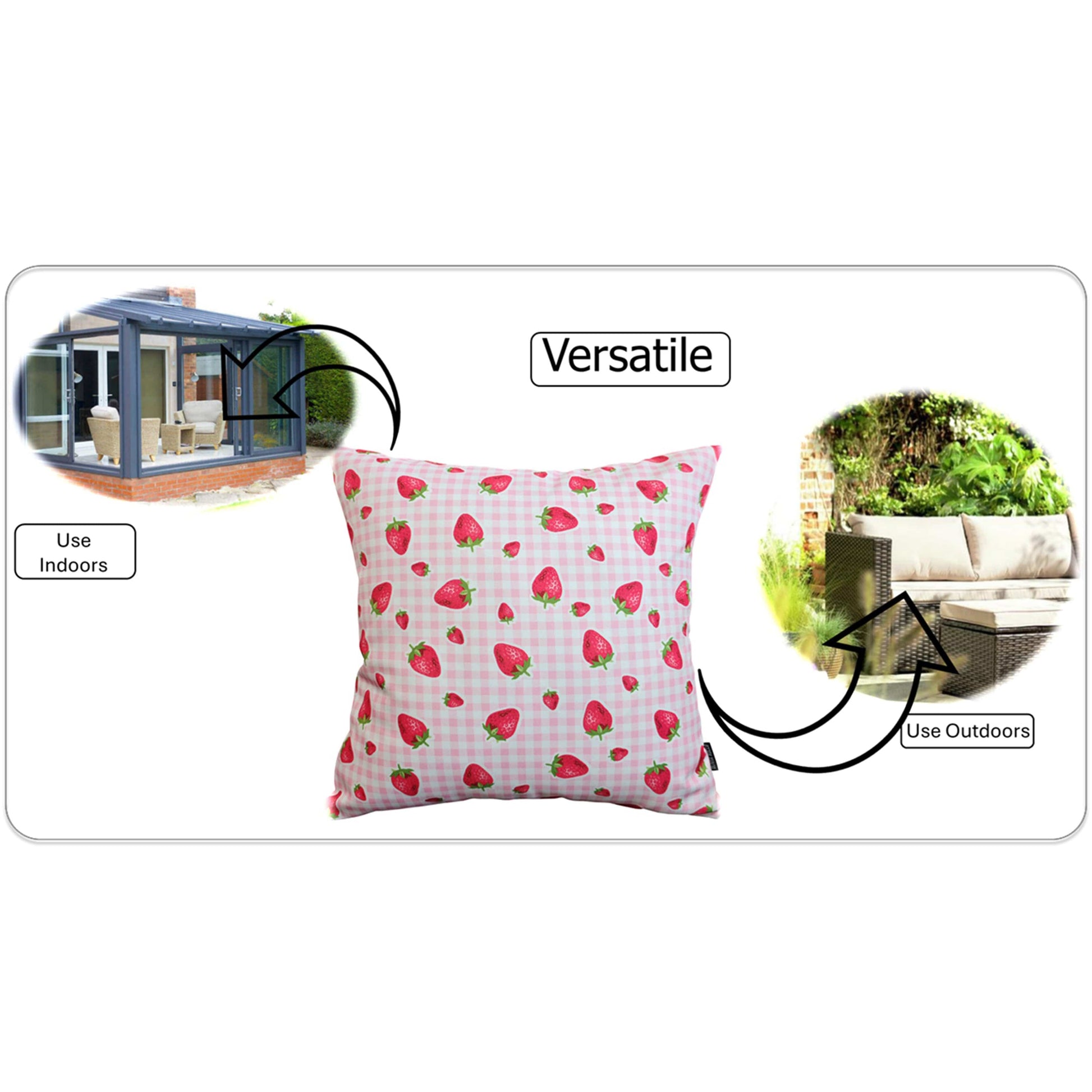 OLIVIA ROCCO Cushions STRAWBERRY / 43 x 43 CM Strawberry Waterproof Cushion Covers 43 x 43 cm Wholesale Manchester UK
