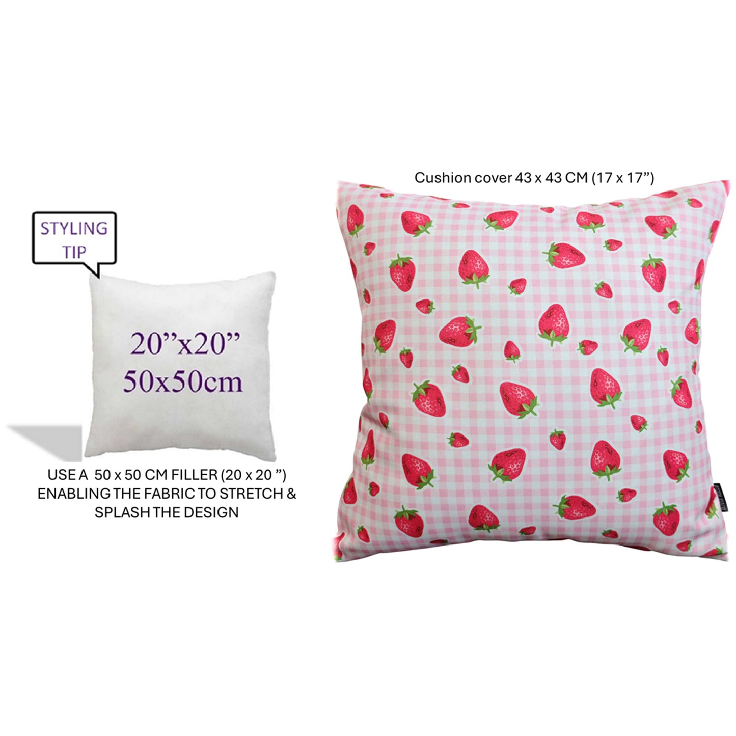 OLIVIA ROCCO Cushions STRAWBERRY / 43 x 43 CM Strawberry Waterproof Cushion Covers 43 x 43 cm Wholesale Manchester UK