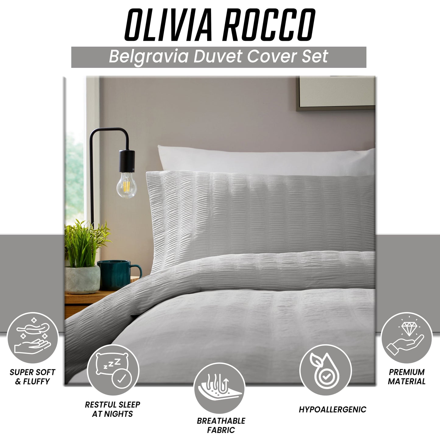 OLIVIA ROCCO Duvet Cover Belgravia Grey Duvet Cover Set Wholesale Manchester UK