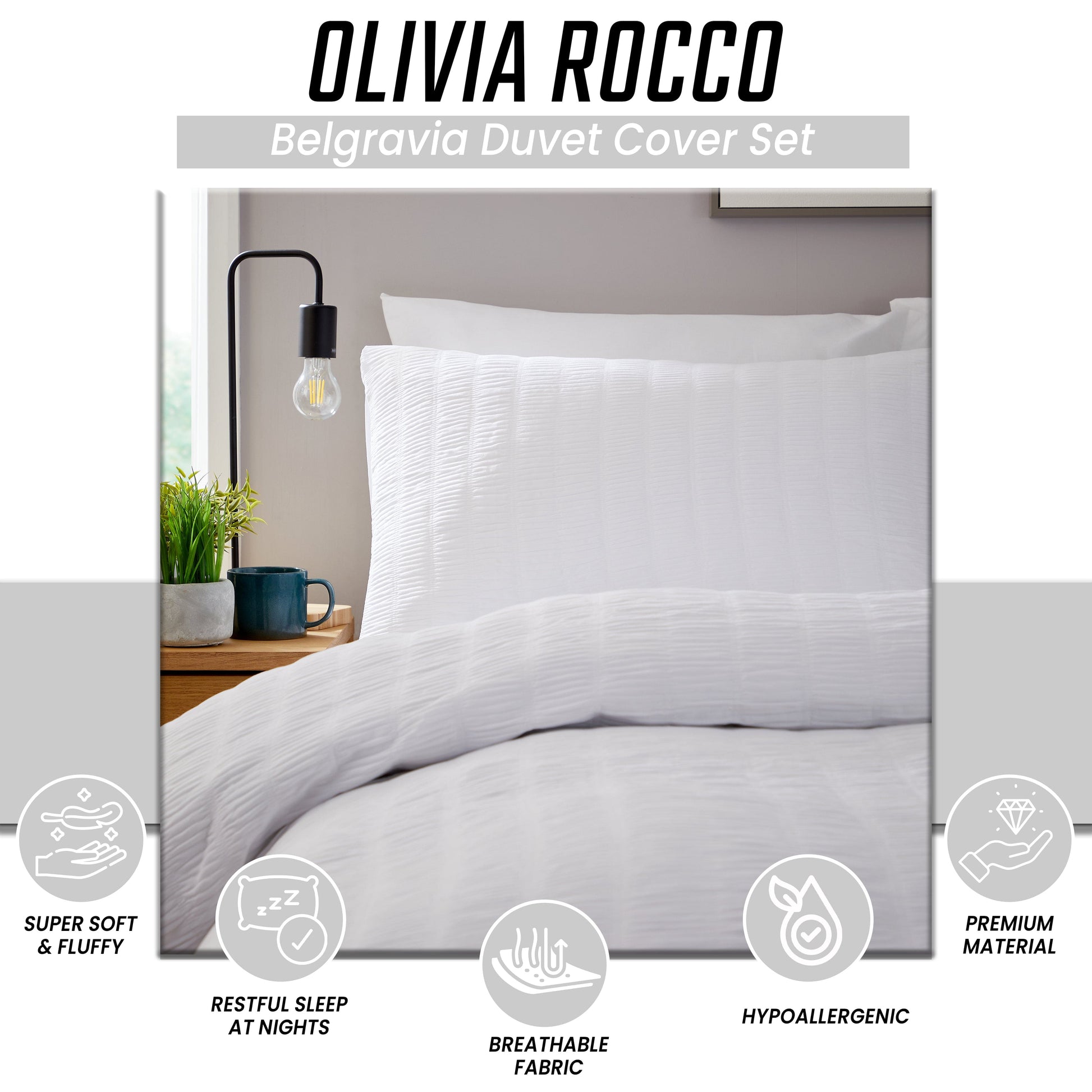 OLIVIA ROCCO Duvet Cover Belgravia White Duvet Cover Set Wholesale Manchester UK