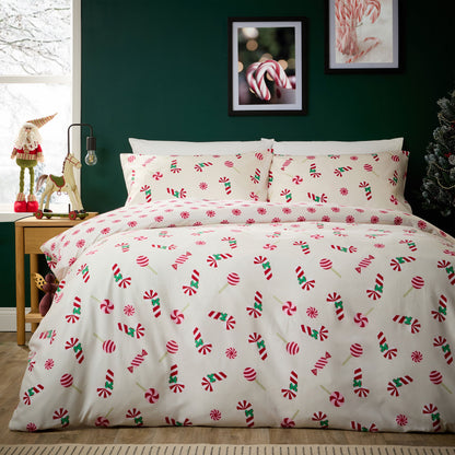 OLIVIA ROCCO Duvet Cover CANDY CANE SWEETS / SINGLE Christmas Duvet Cover Sets Wholesale Manchester UK