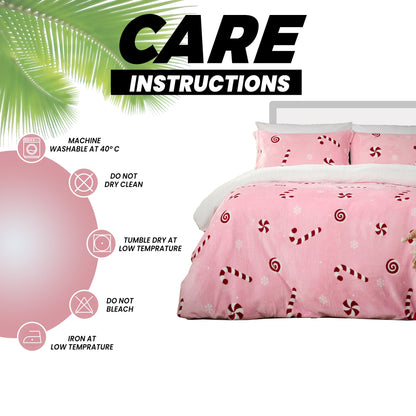 OLIVIA ROCCO Duvet Cover Candy Cane Teddy Fleece Duvet Cover Set Wholesale Manchester UK