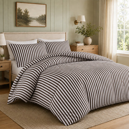 OLIVIA ROCCO Duvet Cover CHOCOLATE / SINGLE OLIVIA ROCCO Malham Stripe Duvet Cover Set Wholesale Manchester UK