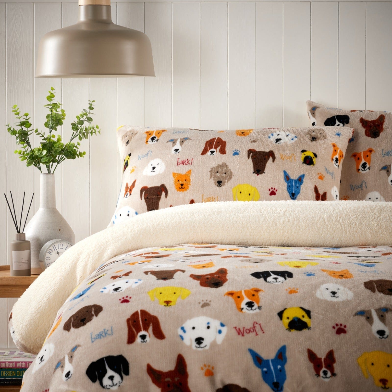 OLIVIA ROCCO Duvet Cover Dogs Printed Teddy Duvet Sets With Reversible Sherpa Fleece Fur Wholesale Manchester UK