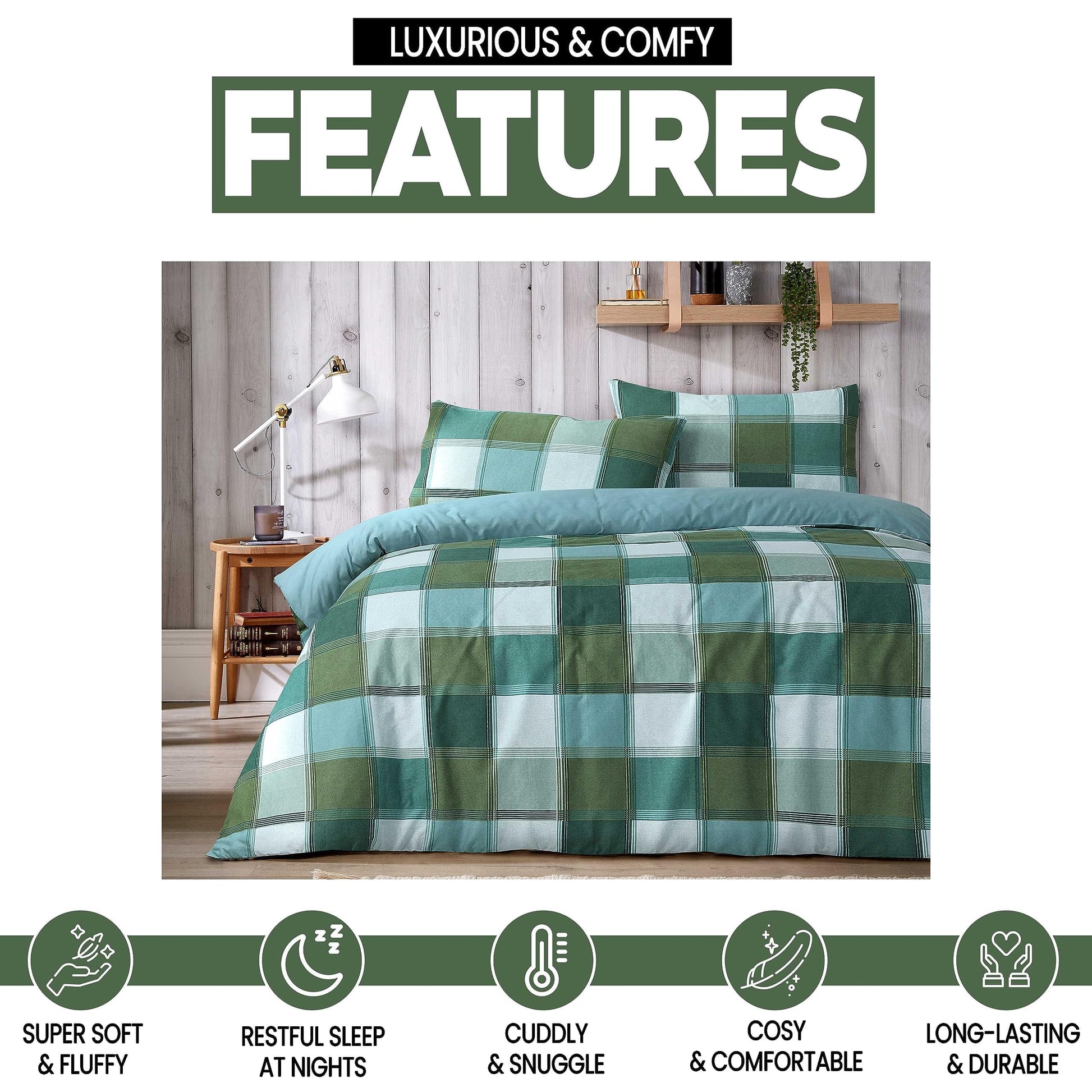 OLIVIA ROCCO Duvet Cover Glencoe Check Duvet Cover Set Easy Care Reversible Bedding Quilt Covers Wholesale Manchester UK