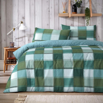 OLIVIA ROCCO Duvet Cover GREEN / SINGLE Glencoe Check Duvet Cover Set Easy Care Reversible Bedding Quilt Covers Wholesale Manchester UK