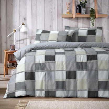 OLIVIA ROCCO Duvet Cover GREY / SINGLE Glencoe Check Duvet Cover Set Easy Care Reversible Bedding Quilt Covers Wholesale Manchester UK