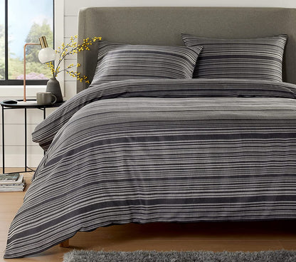 OLIVIA ROCCO Duvet Cover GREY / SINGLE Stripe Jacquard Duvet Cover Set Wholesale Manchester UK