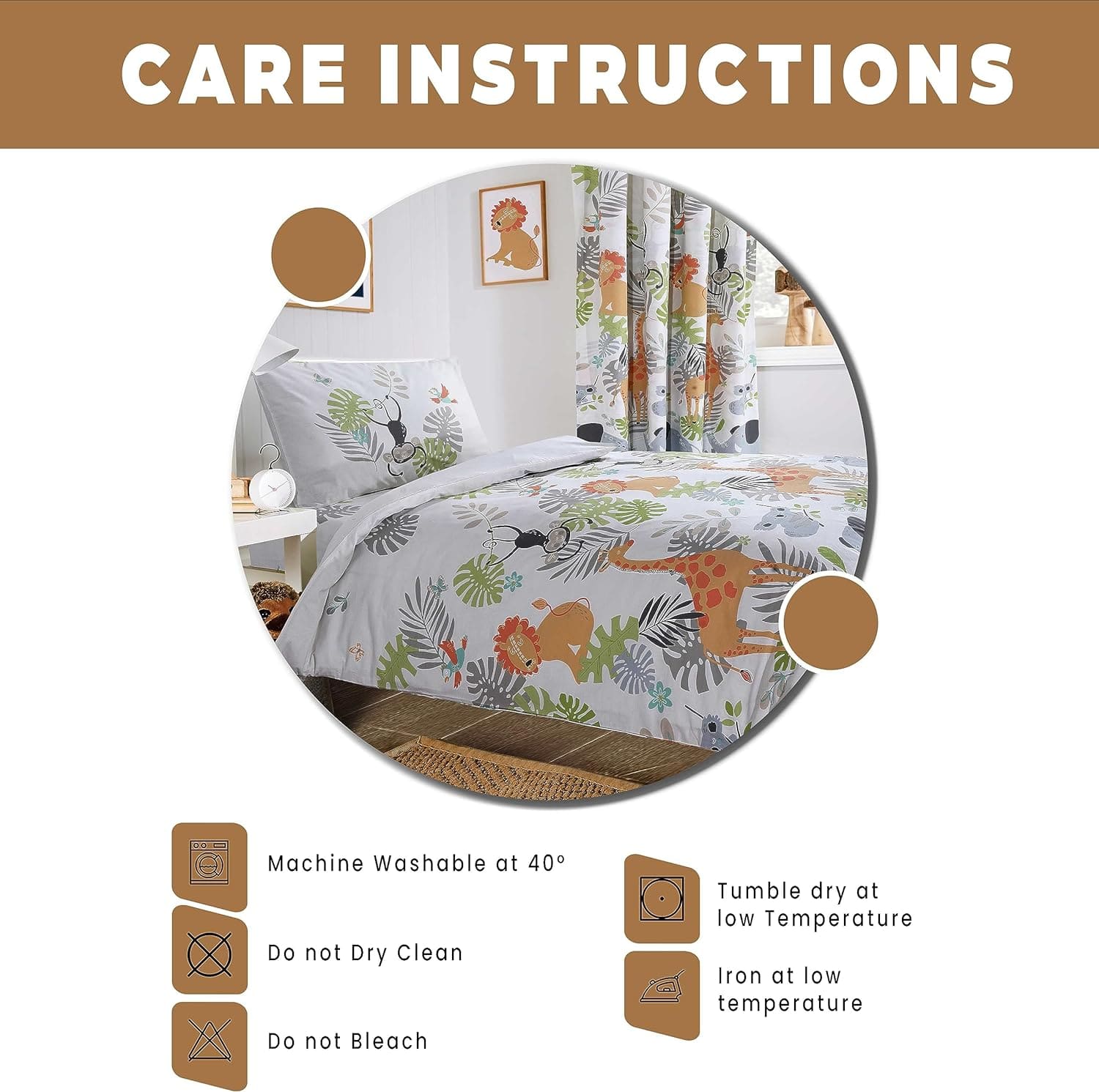 OLIVIA ROCCO Duvet Cover Kids Safari Animals Duvet Cover Soft Lightweight Cot Bedding Set Wholesale Manchester UK