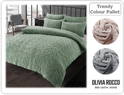 OLIVIA ROCCO Duvet Cover Leaf Printed Teddy Duvet Sets With Reversible Sherpa Fleece Fur Wholesale Manchester UK