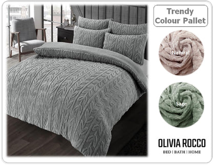 OLIVIA ROCCO Duvet Cover Leaf Printed Teddy Duvet Sets With Reversible Sherpa Fleece Fur Wholesale Manchester UK