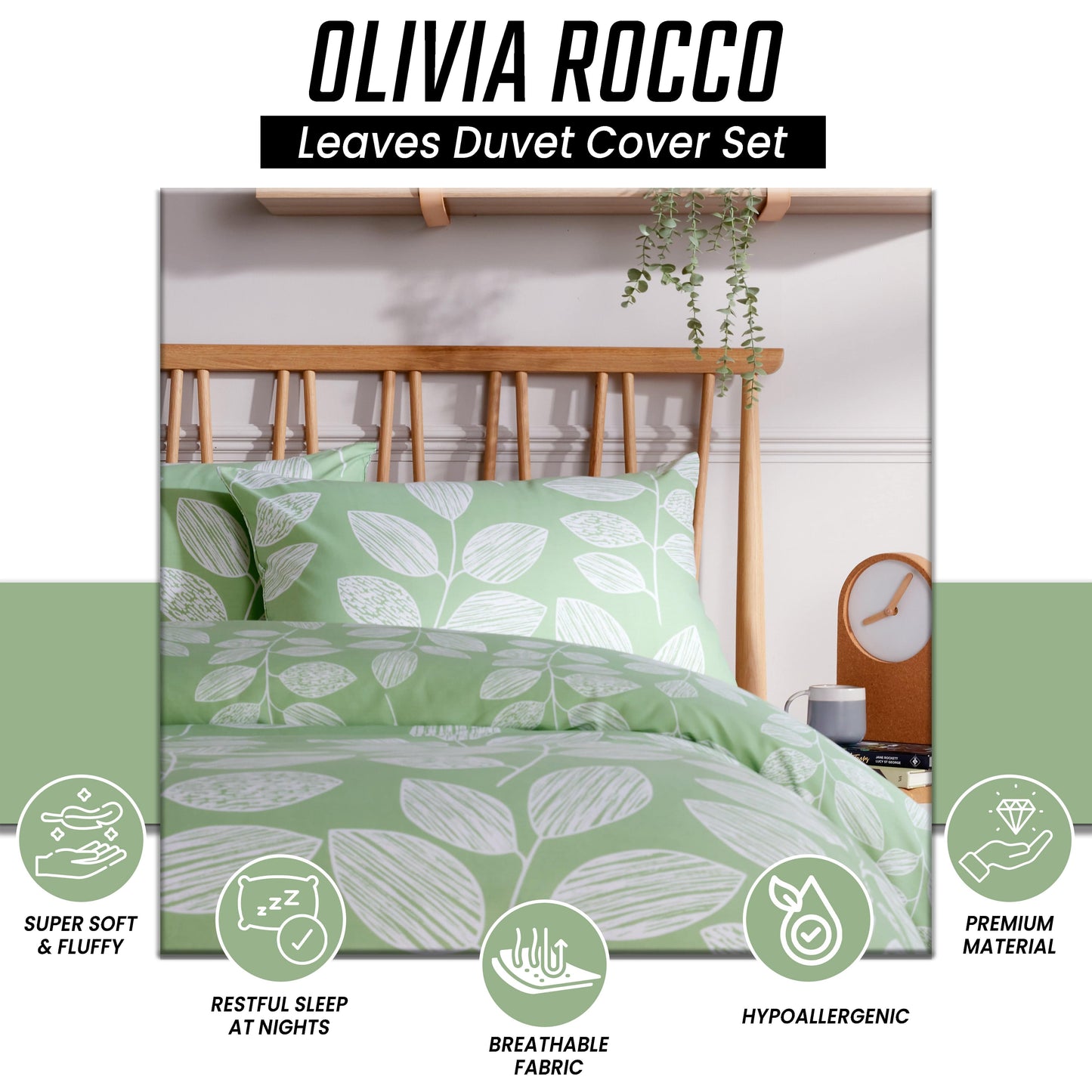 OLIVIA ROCCO Duvet Cover Leaves Printed Duvet Cover Set Reversible Pattern Quilt Bed Cover Sets With Pillowcase Wholesale Manchester UK