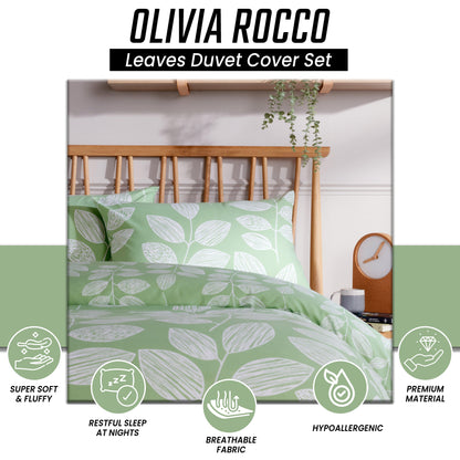 OLIVIA ROCCO Duvet Cover Leaves Printed Duvet Cover Set Reversible Pattern Quilt Bed Cover Sets With Pillowcase Wholesale Manchester UK
