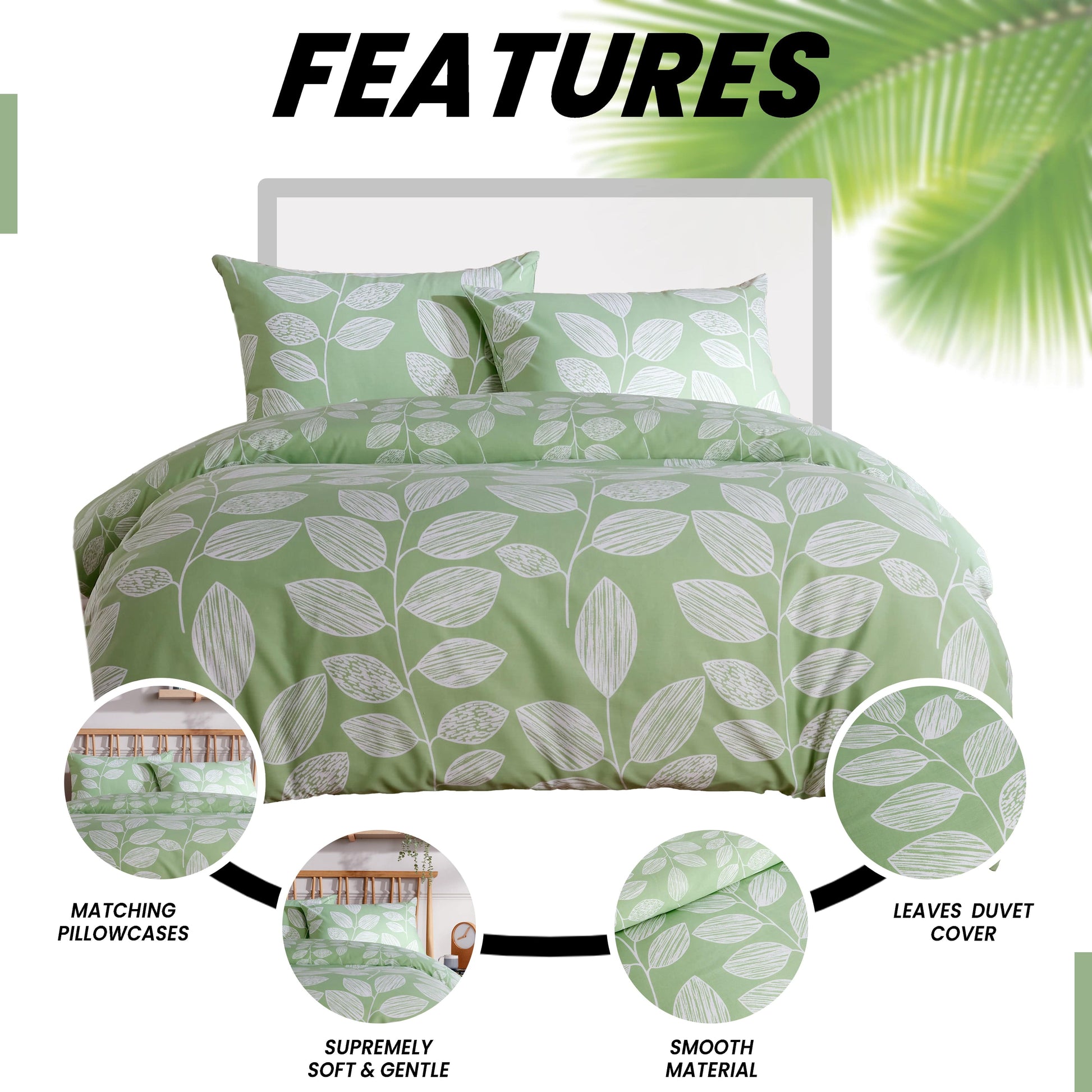 OLIVIA ROCCO Duvet Cover Leaves Printed Duvet Cover Set Reversible Pattern Quilt Bed Cover Sets With Pillowcase Wholesale Manchester UK