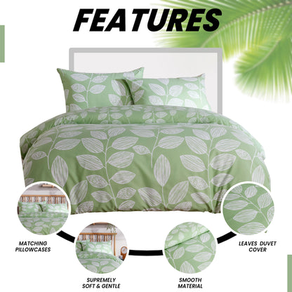 OLIVIA ROCCO Duvet Cover Leaves Printed Duvet Cover Set Reversible Pattern Quilt Bed Cover Sets With Pillowcase Wholesale Manchester UK
