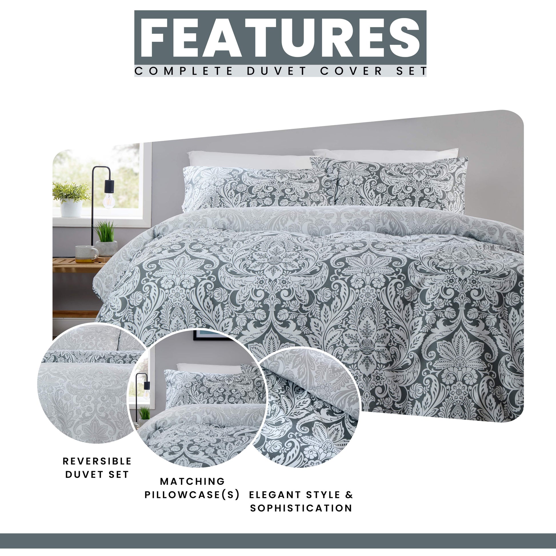 OLIVIA ROCCO Duvet Cover LOOMWORKS Aria Grey Microfibre Duvet Cover Set Wholesale Manchester UK