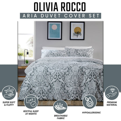 OLIVIA ROCCO Duvet Cover LOOMWORKS Aria Grey Microfibre Duvet Cover Set Wholesale Manchester UK