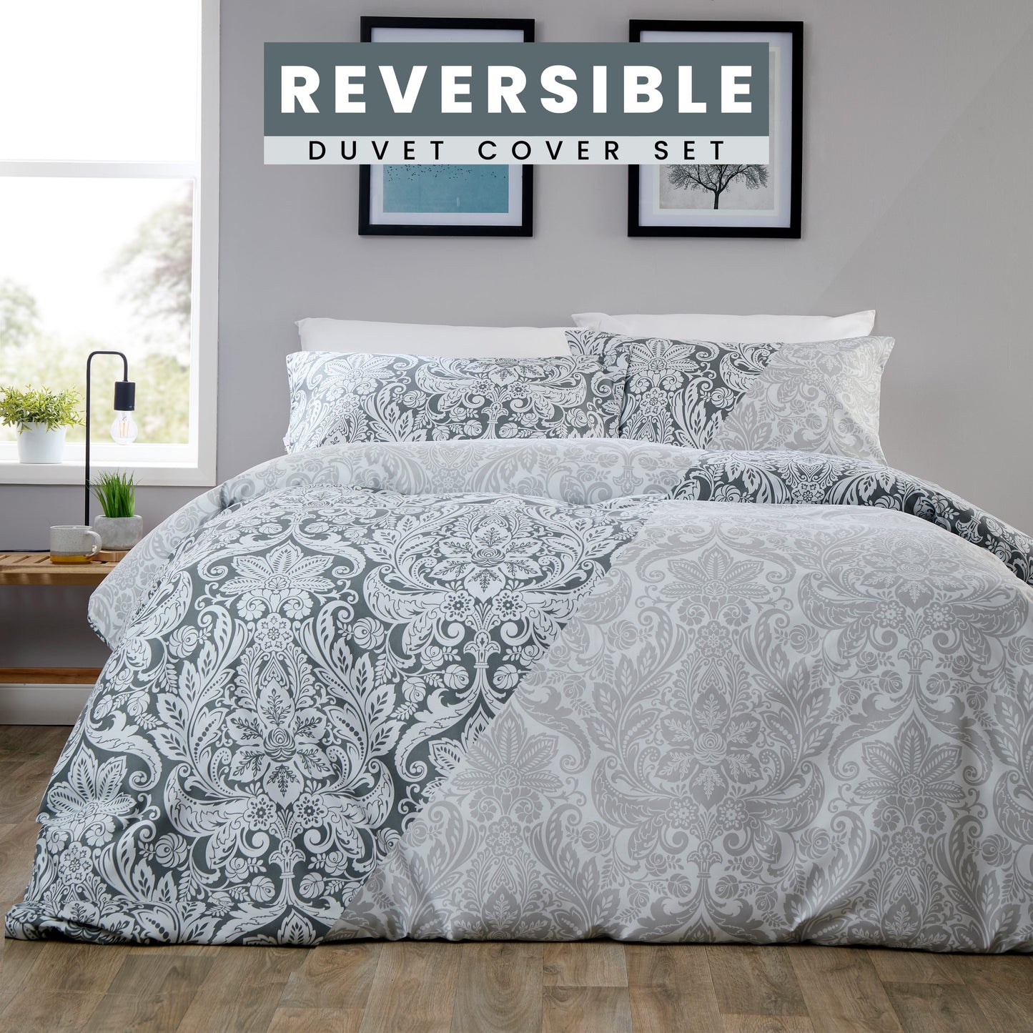 OLIVIA ROCCO Duvet Cover LOOMWORKS Aria Grey Microfibre Duvet Cover Set Wholesale Manchester UK