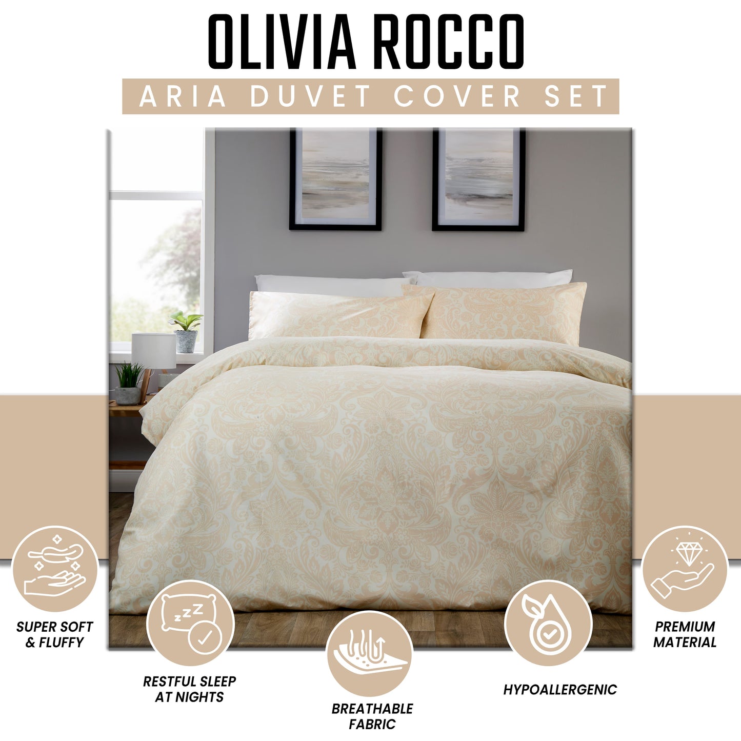 OLIVIA ROCCO Duvet Cover LOOMWORKS Aria Natural Microfibre Duvet Cover Set Wholesale Manchester UK
