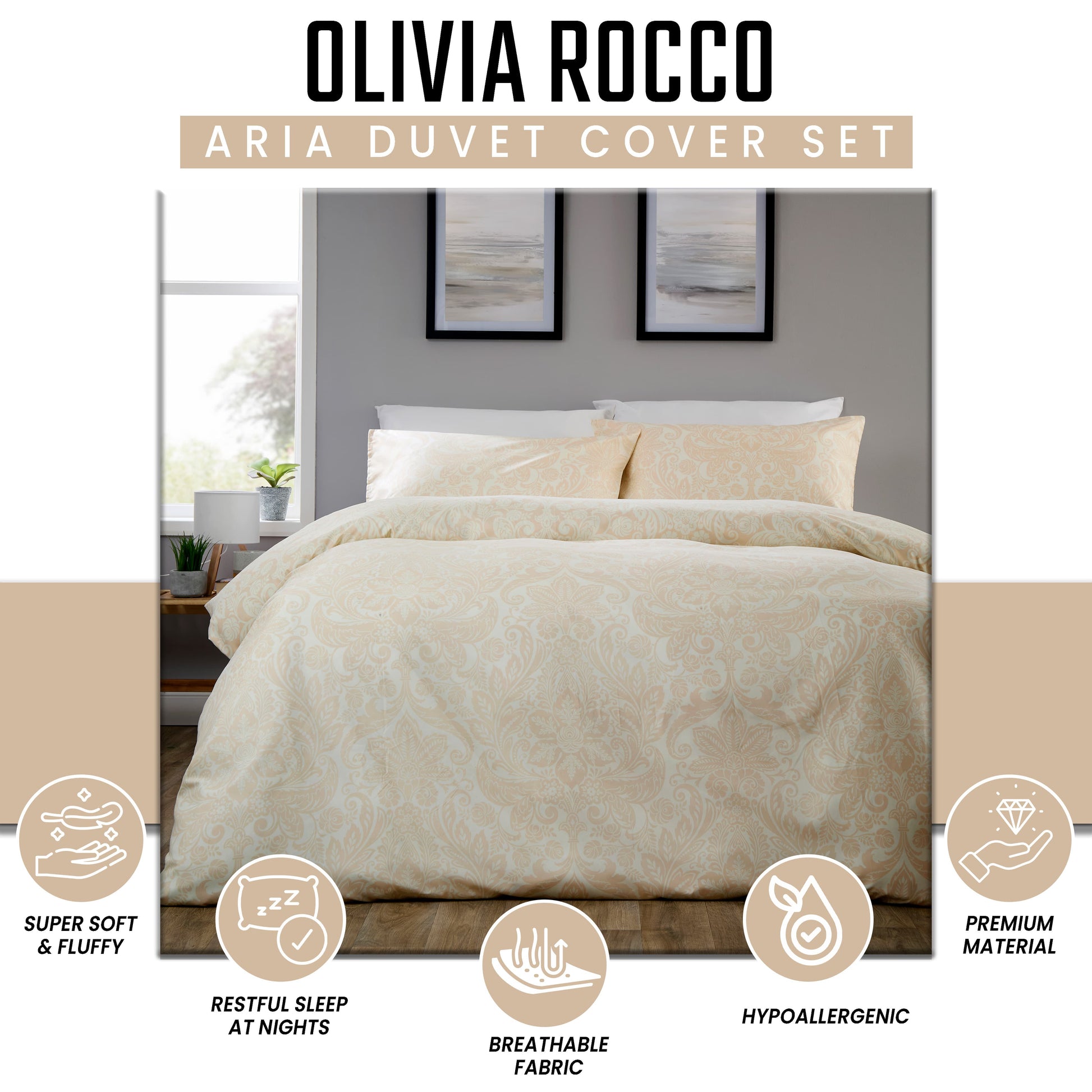 OLIVIA ROCCO Duvet Cover LOOMWORKS Aria Natural Microfibre Duvet Cover Set Wholesale Manchester UK