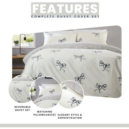 OLIVIA ROCCO Duvet Cover LOOMWORKS Bows Black Microfibre Duvet Cover Set Wholesale Manchester UK