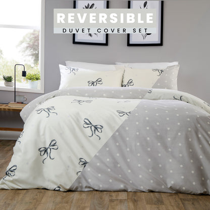 OLIVIA ROCCO Duvet Cover LOOMWORKS Bows Black Microfibre Duvet Cover Set Wholesale Manchester UK