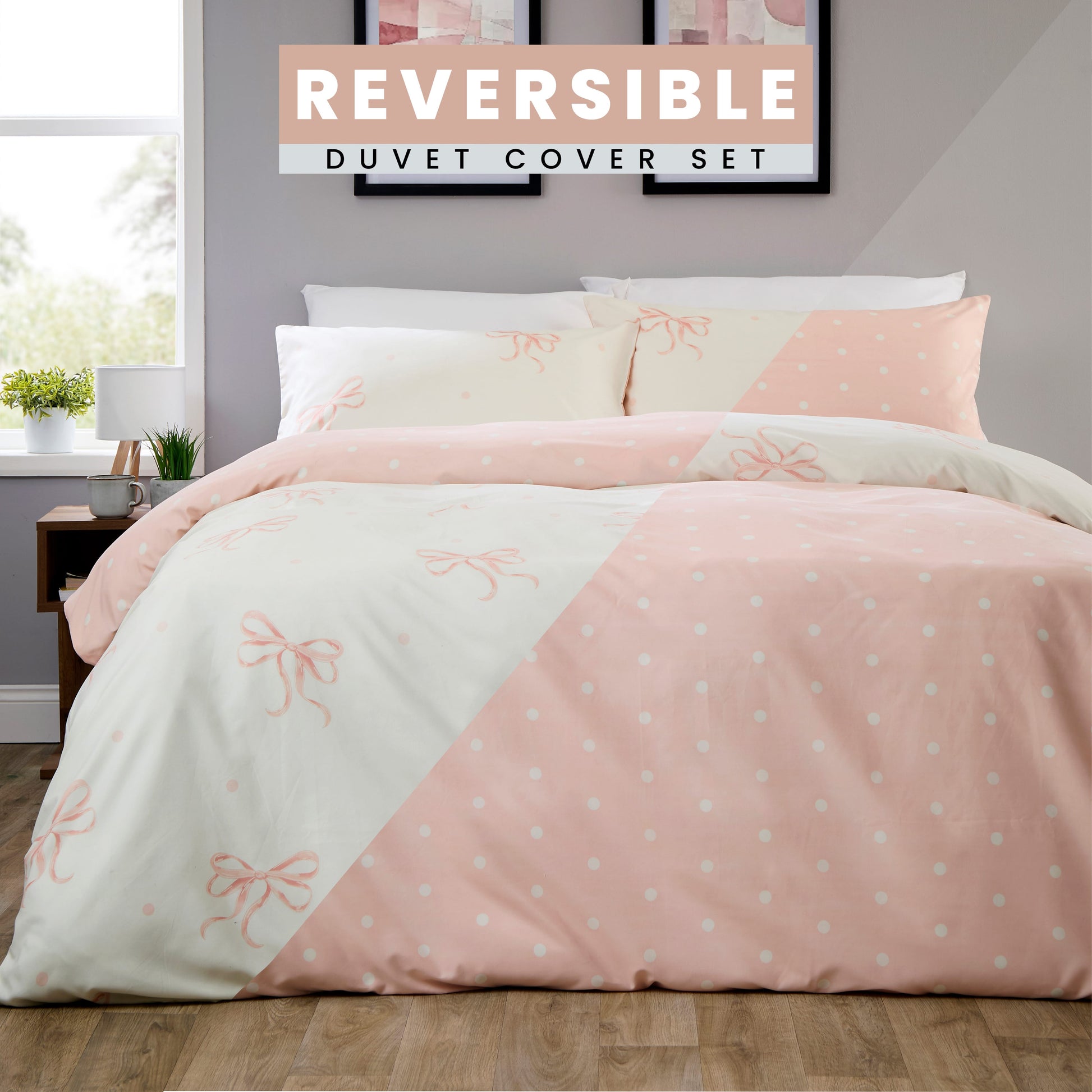 OLIVIA ROCCO Duvet Cover LOOMWORKS Bows Pink Microfibre Duvet Cover Set Wholesale Manchester UK
