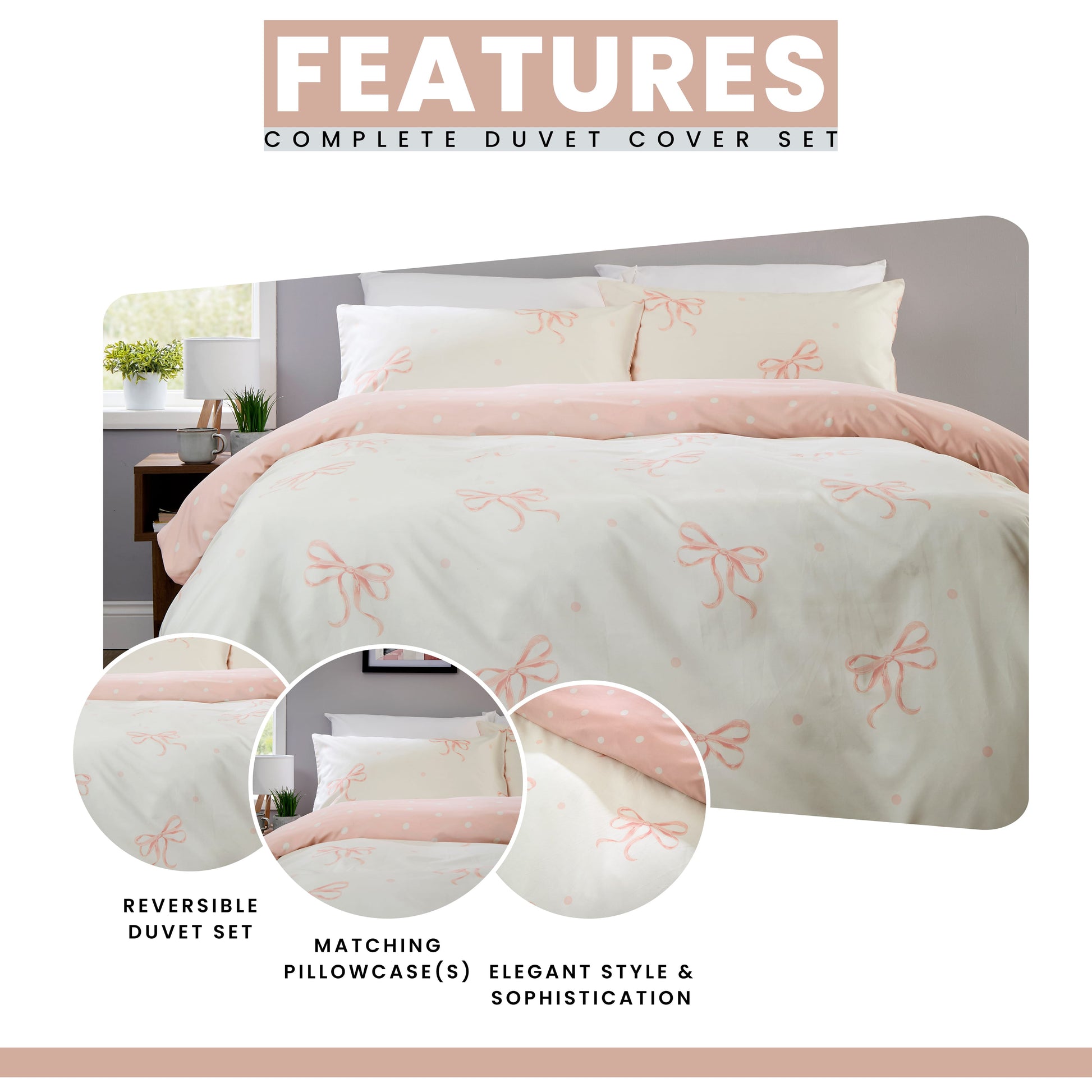 OLIVIA ROCCO Duvet Cover LOOMWORKS Bows Pink Microfibre Duvet Cover Set Wholesale Manchester UK