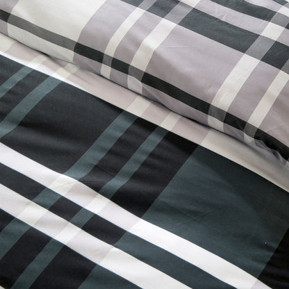 OLIVIA ROCCO Duvet Cover LOOMWORKS Dylan Check Black Grey Microfibre Duvet Cover Set Wholesale Manchester UK