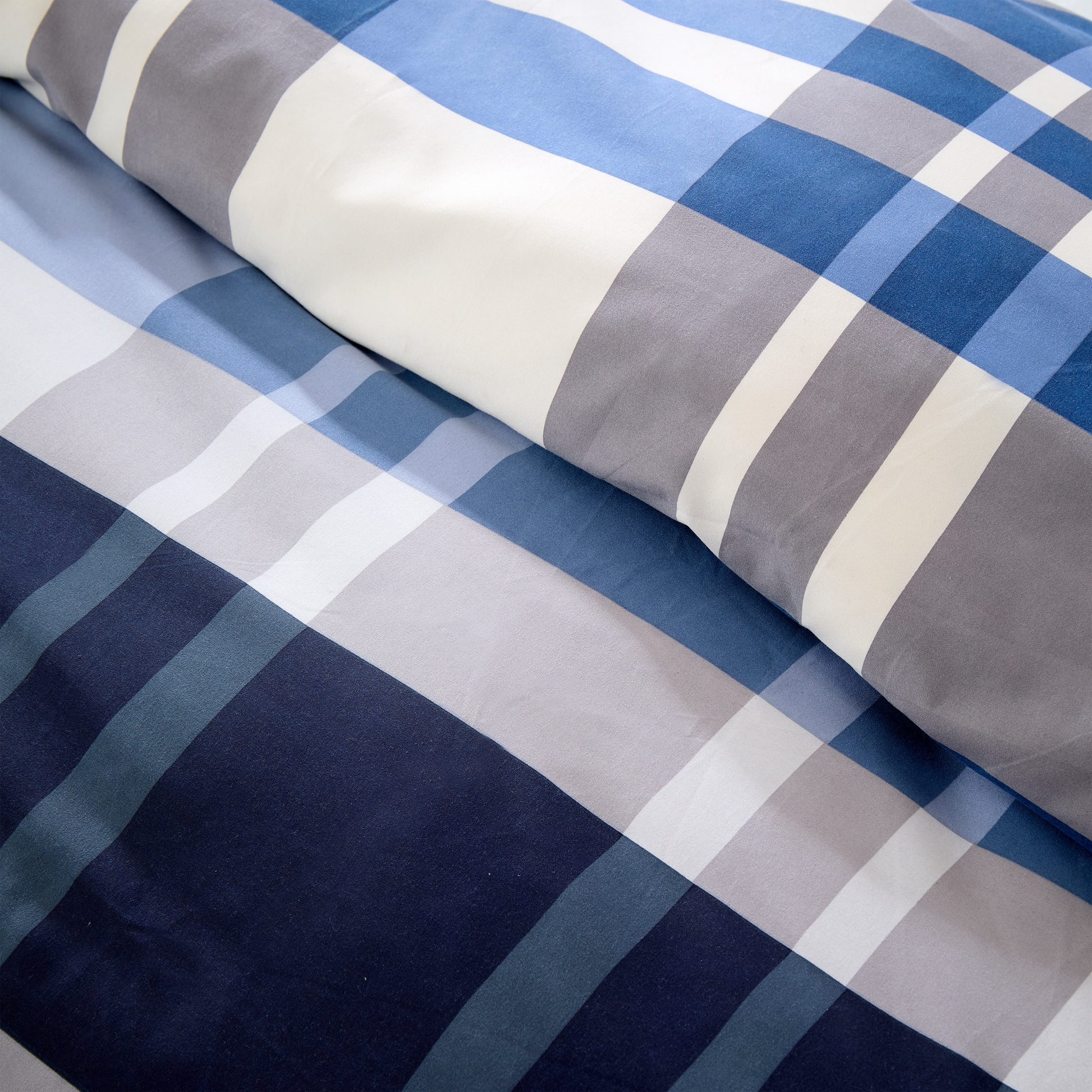 OLIVIA ROCCO Duvet Cover LOOMWORKS Dylan Check Blue Grey Microfibre Duvet Cover Set Wholesale Manchester UK
