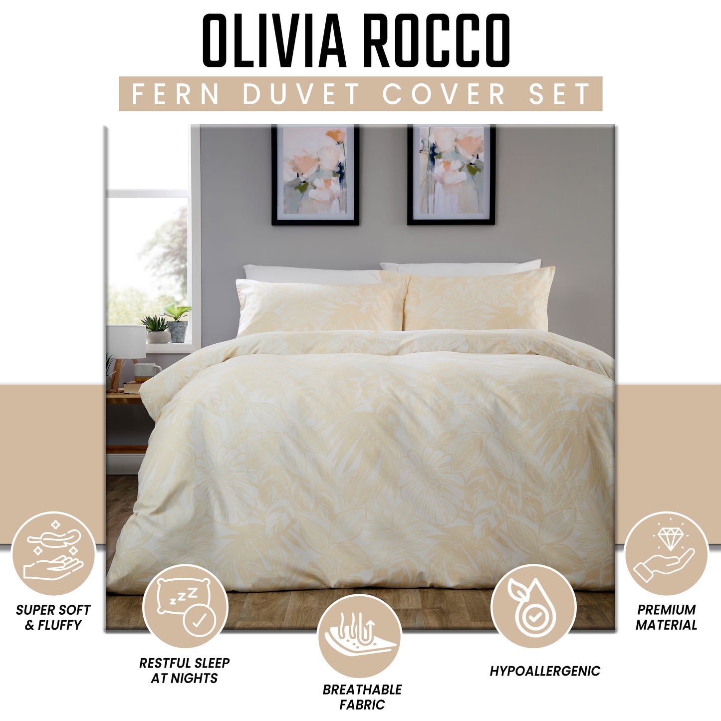 OLIVIA ROCCO Duvet Cover LOOMWORKS Fern Natural Microfibre Duvet Cover Set Wholesale Manchester UK