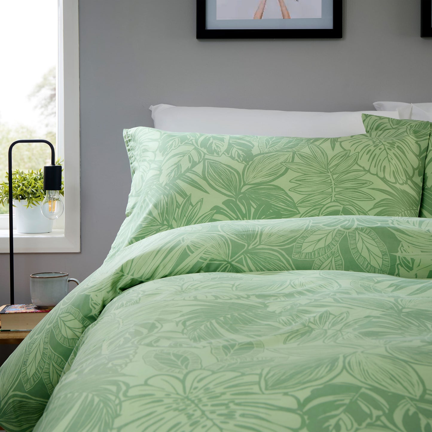 OLIVIA ROCCO Duvet Cover LOOMWORKS Fern Sage Green Microfibre Duvet Cover Set Wholesale Manchester UK