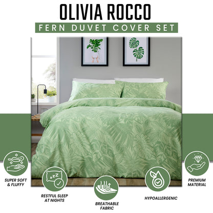 OLIVIA ROCCO Duvet Cover LOOMWORKS Fern Sage Green Microfibre Duvet Cover Set Wholesale Manchester UK