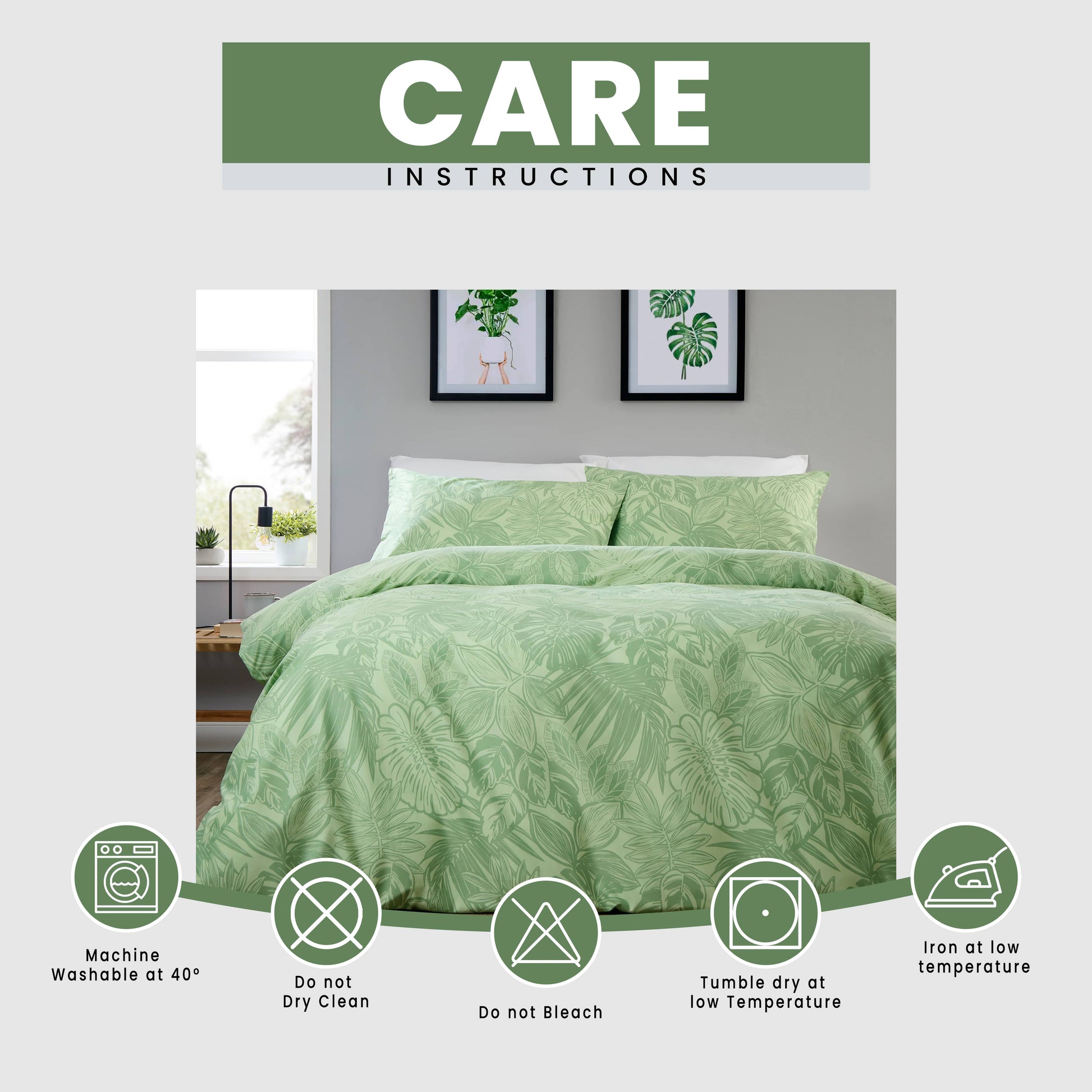 OLIVIA ROCCO Duvet Cover LOOMWORKS Fern Sage Green Microfibre Duvet Cover Set Wholesale Manchester UK