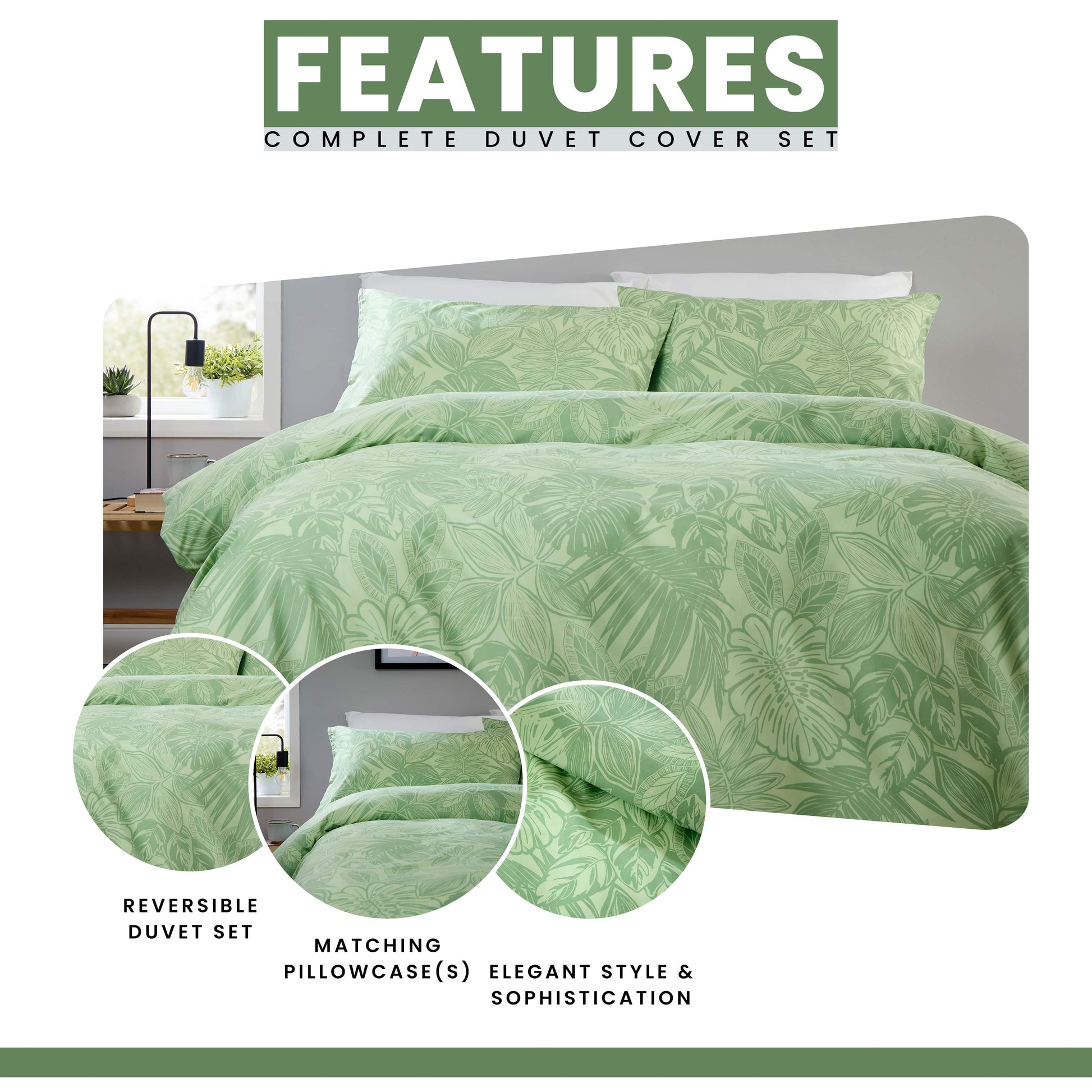 OLIVIA ROCCO Duvet Cover LOOMWORKS Fern Sage Green Microfibre Duvet Cover Set Wholesale Manchester UK