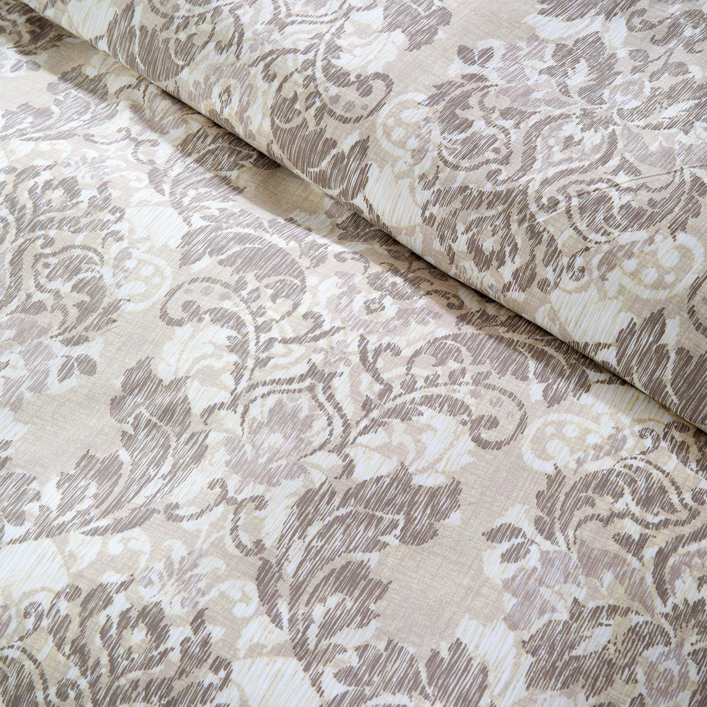 OLIVIA ROCCO Duvet Cover LOOMWORKS Regal Damask Natural Brown Microfibre Duvet Cover Set Wholesale Manchester UK