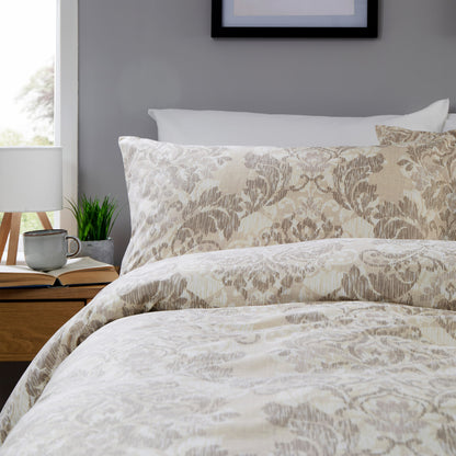 OLIVIA ROCCO Duvet Cover LOOMWORKS Regal Damask Natural Brown Microfibre Duvet Cover Set Wholesale Manchester UK