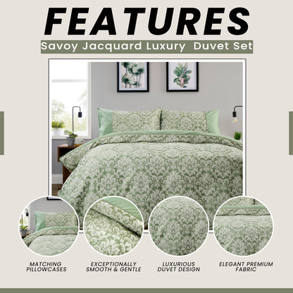 OLIVIA ROCCO Duvet Cover LOOMWORKS Savoy Sage Green Jacquard Duvet Cover Set Wholesale Manchester UK