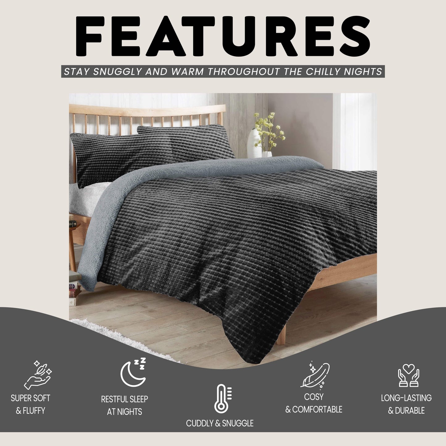 OLIVIA ROCCO Duvet Cover Maine Check Fluffy Fleece Duvet Cover Set Wholesale Manchester UK