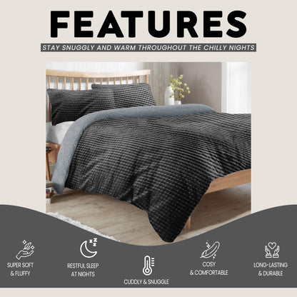 OLIVIA ROCCO Duvet Cover Maine Check Fluffy Fleece Duvet Cover Set Wholesale Manchester UK